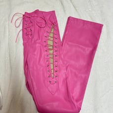 I.AM.GIA Xenia Pants - Pink Faux Leather, Lace-Up