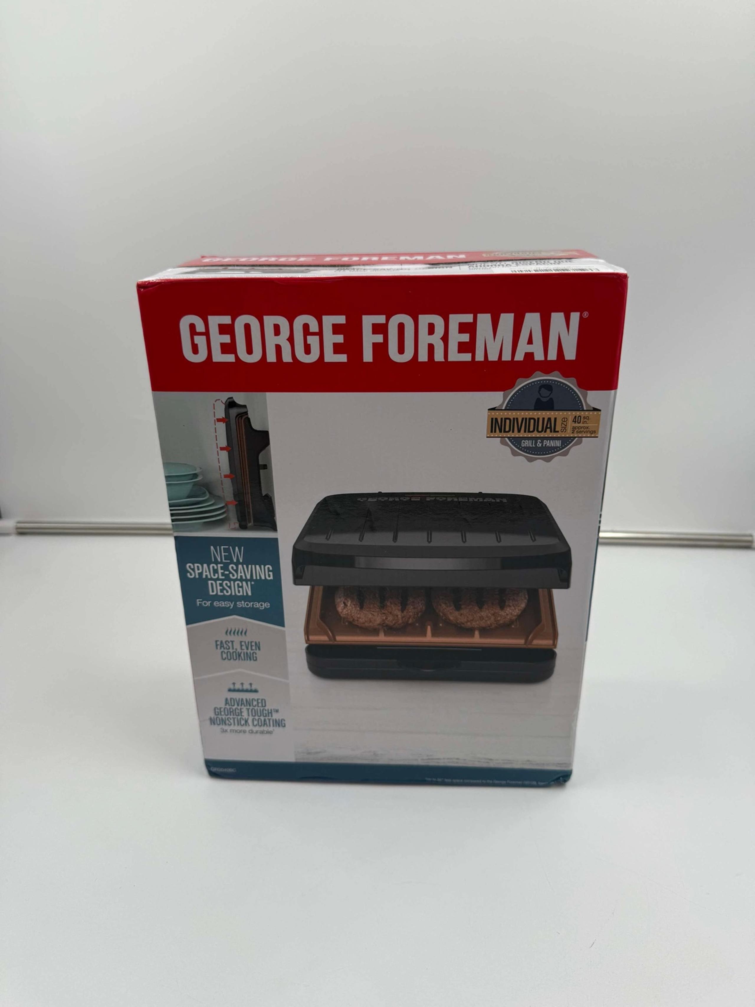 GEORGE FOREMAN GRS040 2-Serving Classic Plate Electric Indoor Grill & Panini -Bk