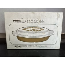 Pyrex Butterfly Gold 1 Quart Casserole New Unopened Box 963-4 Vintage