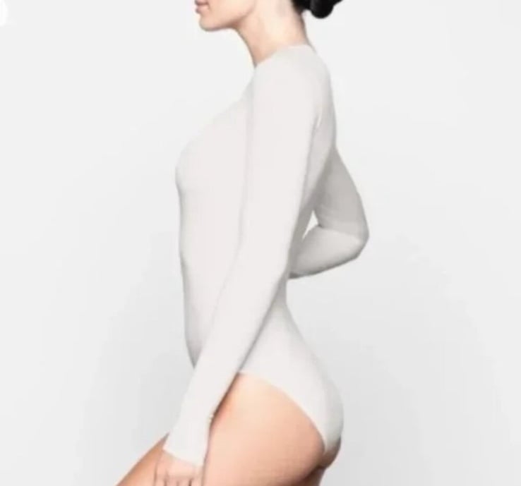 Skims Essential Long Sleeve Off Shoulder Brief Bodysuit