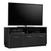 Modern Black Oak TV Stand with Open Storage Shelves for 50-inch TVs