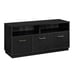 Modern Black Oak TV Stand with Open Storage Shelves for 50-inch TVs