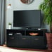 Modern Black Oak TV Stand with Open Storage Shelves for 50-inch TVs