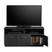 Modern Black Oak TV Stand with Open Storage Shelves for 50-inch TVs