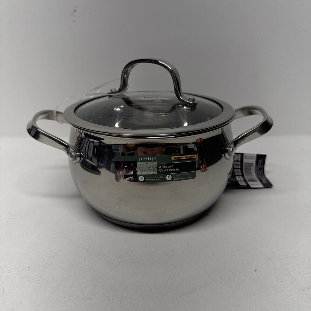 Brand NEW David Burke 3-qt Splendor Series Stock Pot With Glass lid cookware