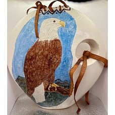 Vintage Native American Eagle Pottery Vase Water Jug 10.5 x 9.75
