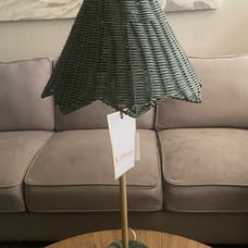 Lillian August Green Wicker Rattan Lamp
