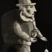 Surreal Etching Man and Owl by Listed Israeli Artist Benjamin Levy 8/100