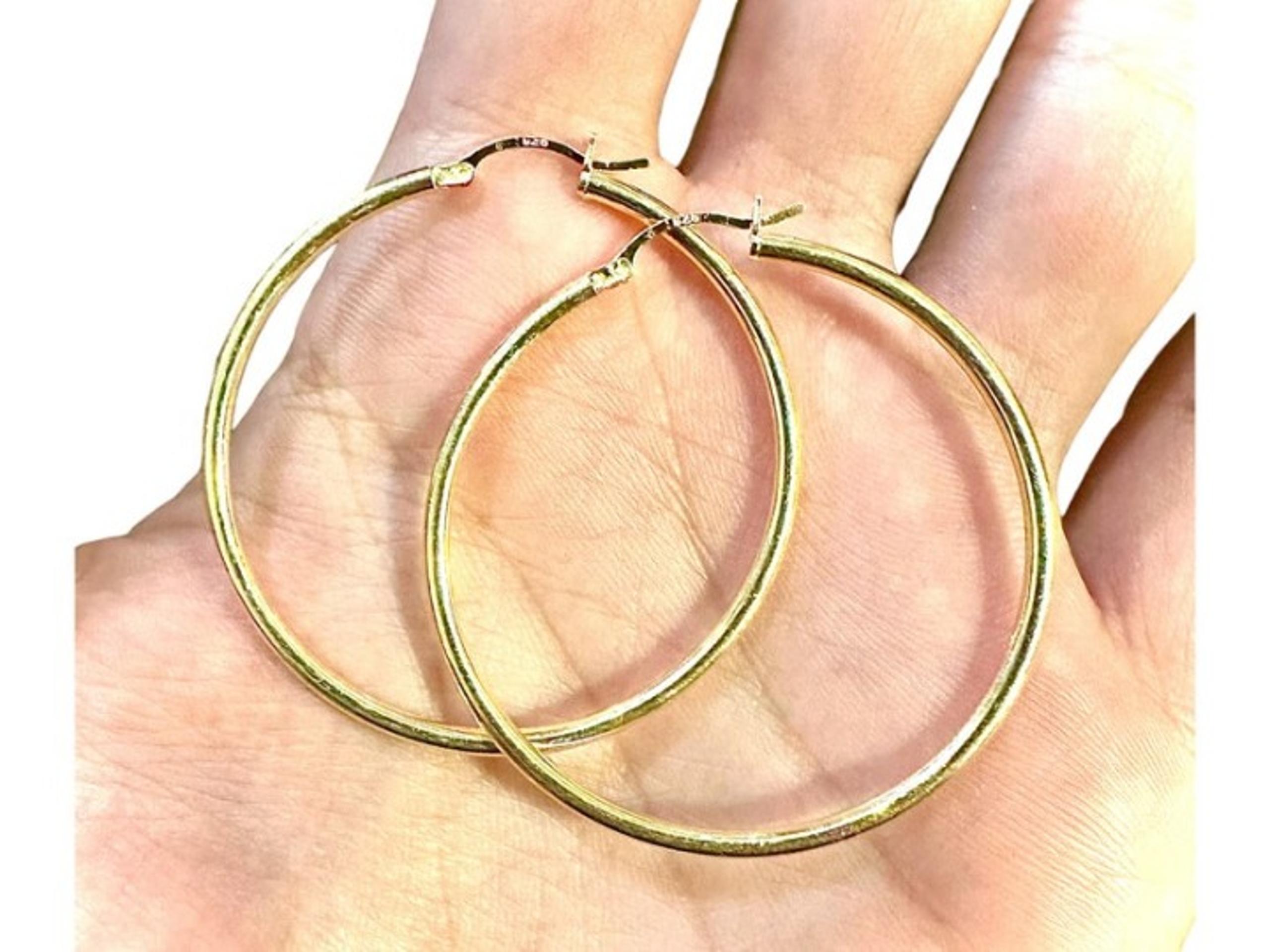 45mm Hoop 14k Gold Plated 925 Sterling Silver Earrings for Women