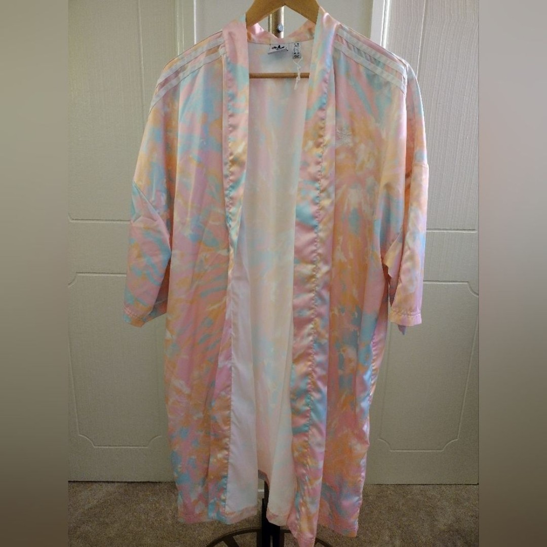 Adidas Pink Multi Color Tie Dye Kimono Intimate Robe
