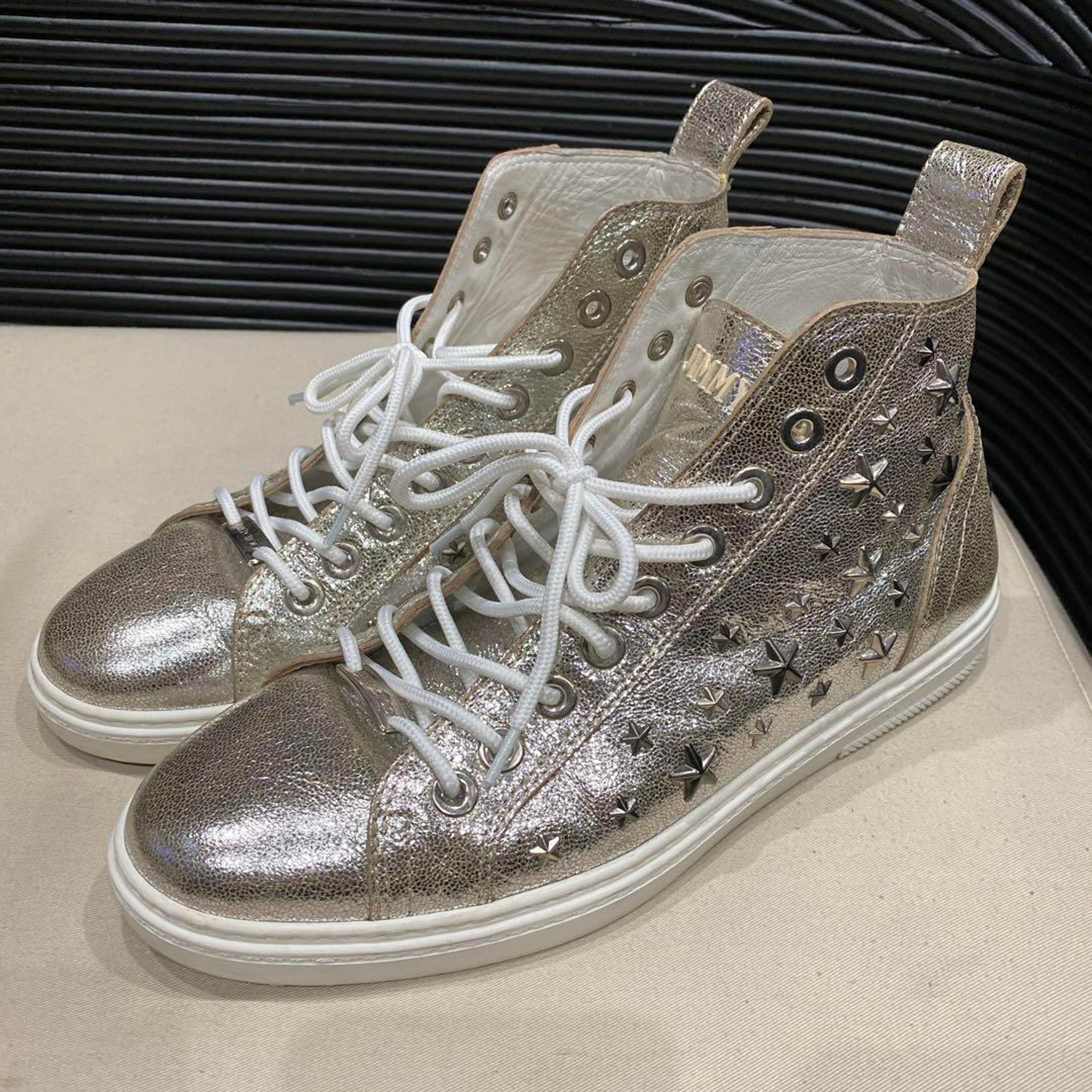 JIMMY CHOO Jimmy Choo Studded Sneakers Silver Authentic Excellent Condition