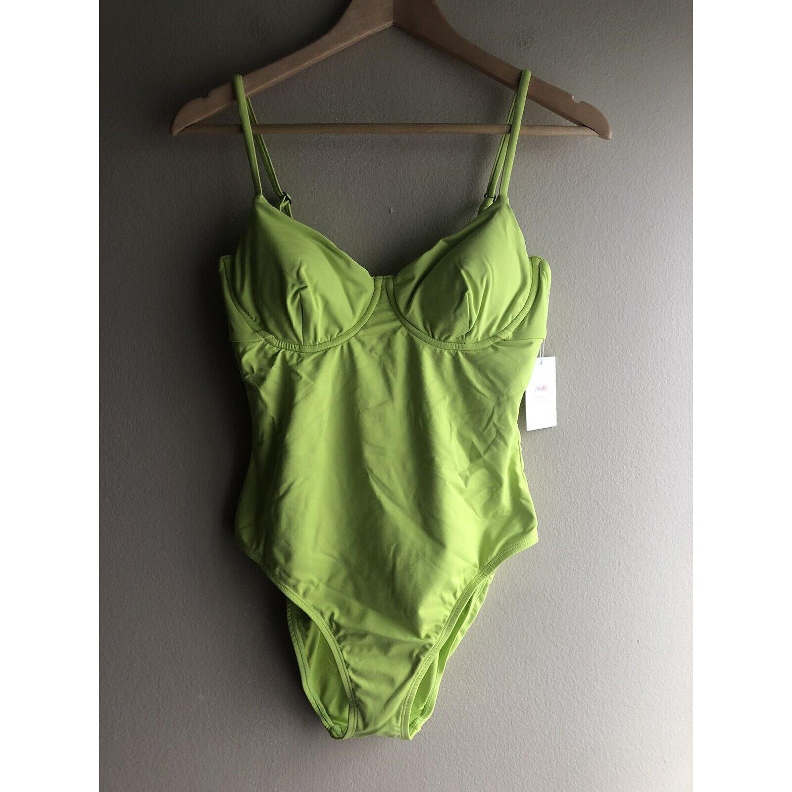 NEW Andie Swim The Bermuda One Piece Swimsuit Neon Yellow Size Large