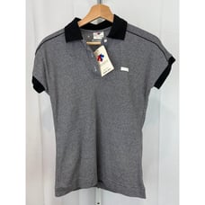 NWT NOS DESCENTE Japan Striped Polo Shirt Short Sleeve Cotton Blend Black Size M
