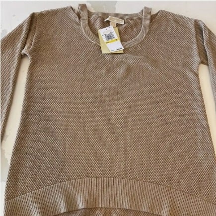 MEDIUM NEW MICHAEL KORS REGAL CUTOUT SWEATER BLOUSE SHIRT DARK CAMEL WOMENS