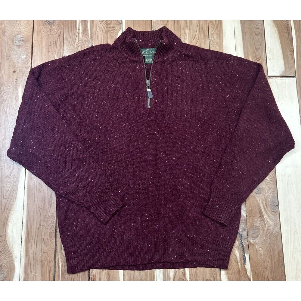 Orvis Signature Mens Large Multicolor Wool Cashmere Quarter Zip Pullover Knit