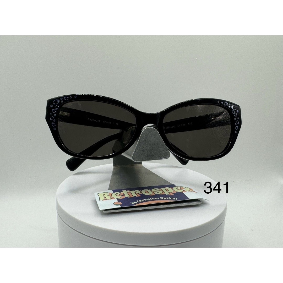 Vintage Y2K Sunglasses NOS 2000s Grey Lens Coach HC6076 Black Zyl Frame