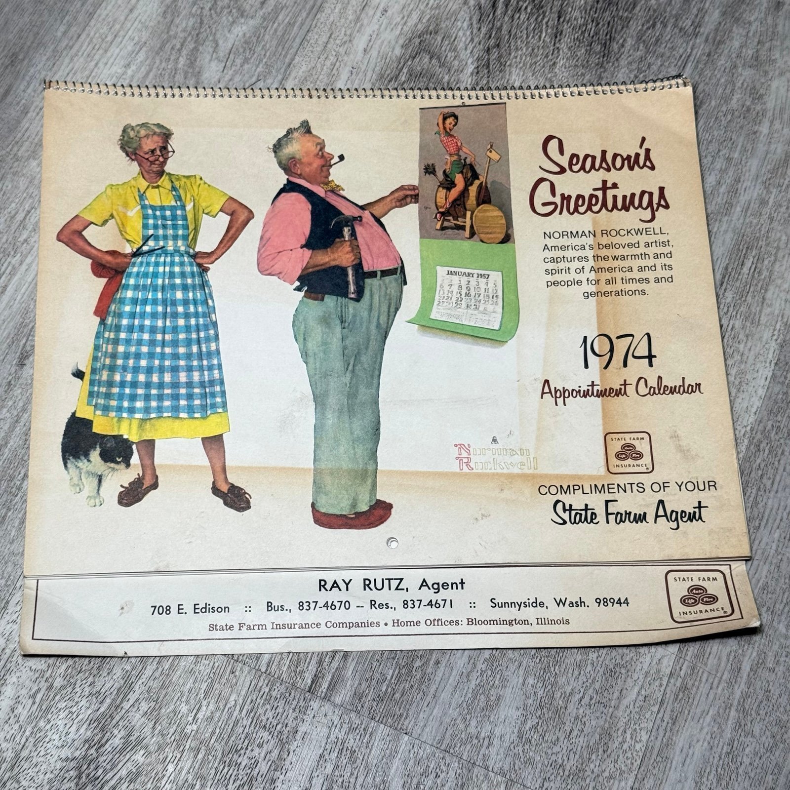 Vintage Norman Rockwell 1974 appointment calendar.