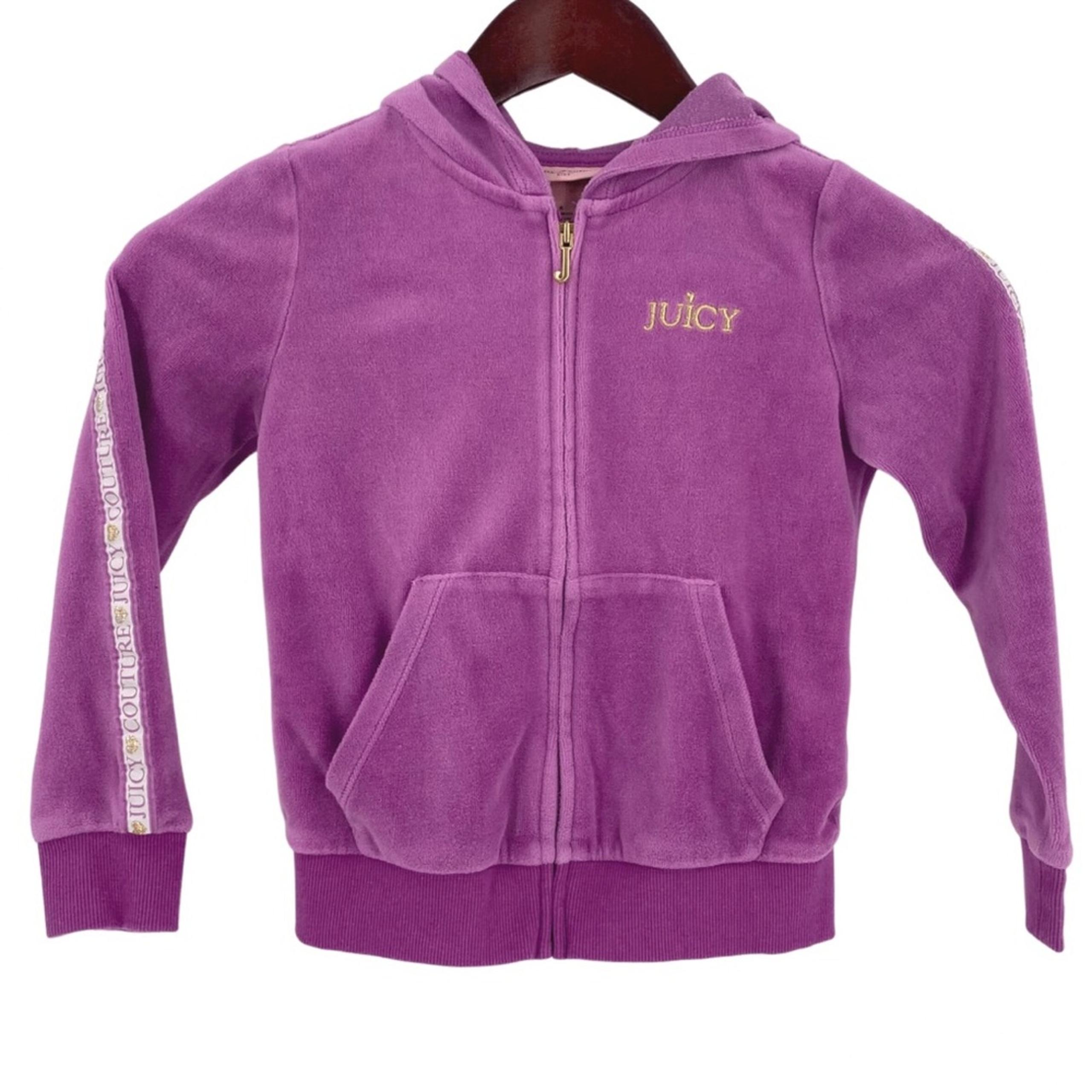 Youth girls purple full zip hoodie size 6 gold embroidery - Juicy Couture