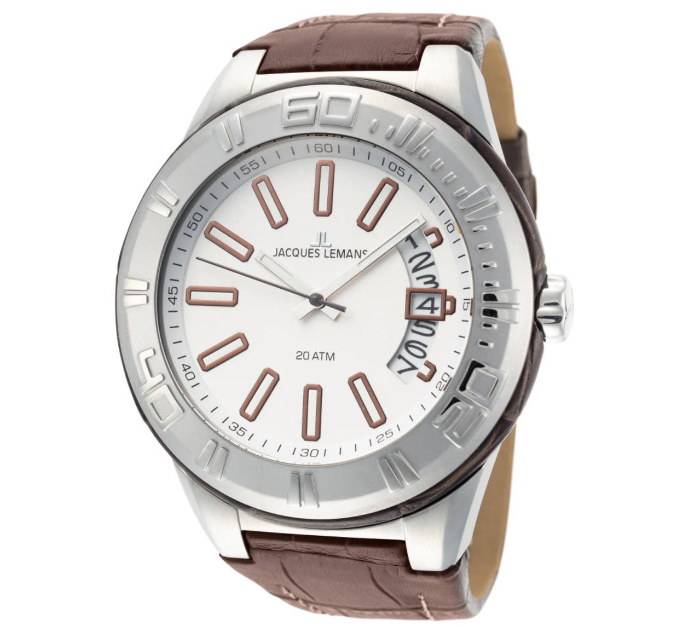 Jacques Lemans, Miami, Men's Watch, Stainless Steel Case, Leather