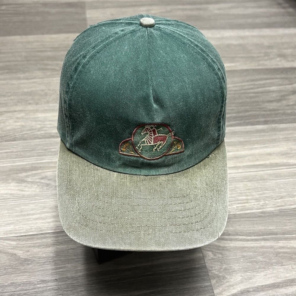 Vintage 90s South Africa Hat Adult Green Brown Strapback Aboriginal Art History