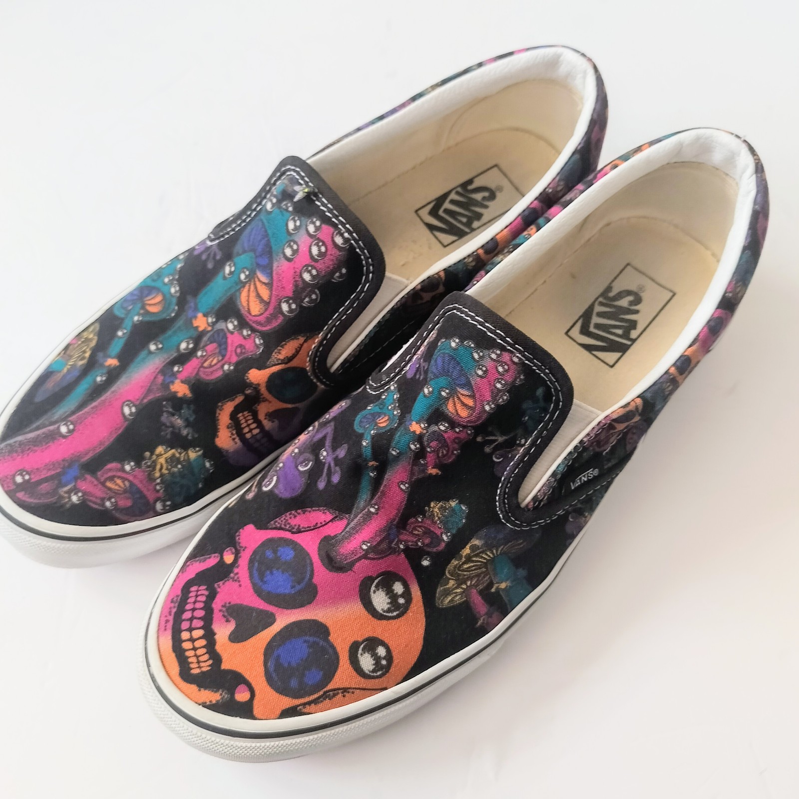 Vans Slip-On Trippy Dip Psychedelic Skull/Frog/Mushroom Men's 11.5