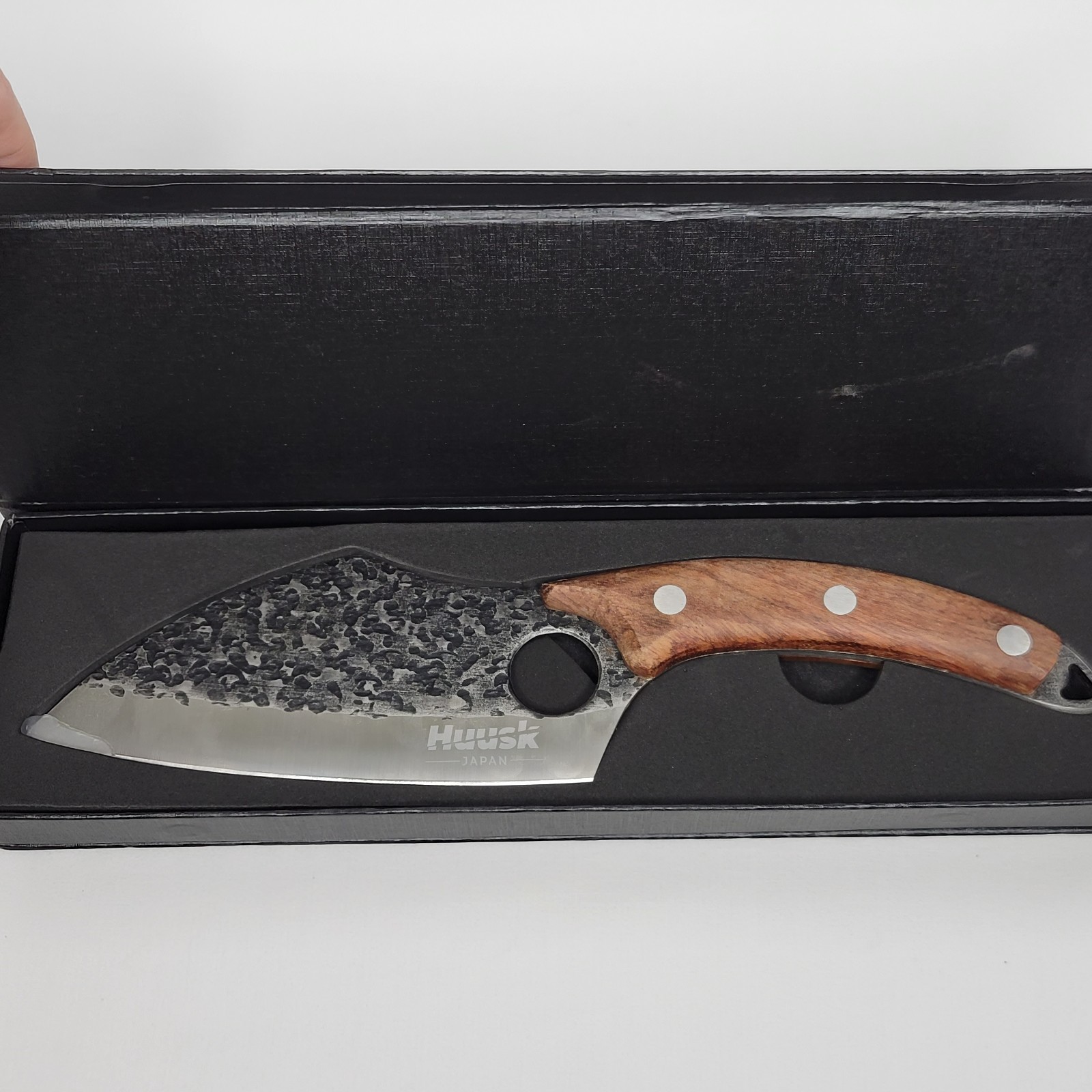 Huusk Chef Knife Japan Kitchen Hand Forged Stainless Steel Rosewood 6.3" Long - detail
