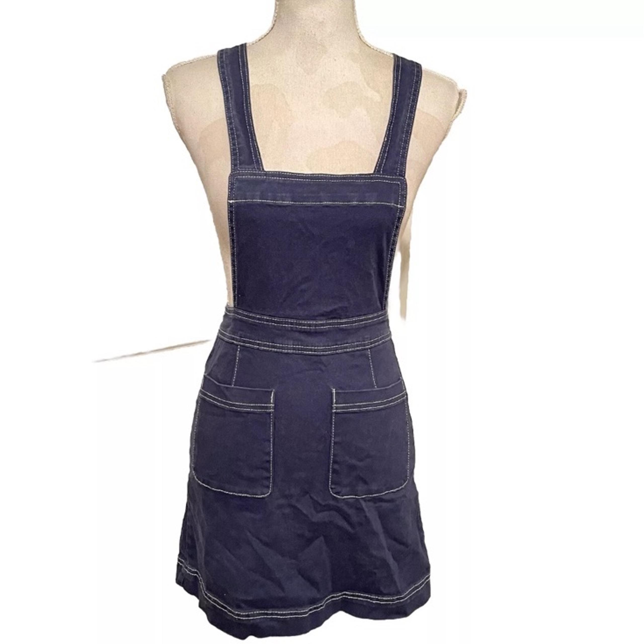 Modcloth Dress Womens Overall Jumper  Preppy Blue Dress Sz 0
