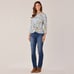 Democracy Three Quarter Sleeve Scoop Neck Twist Hem Abstract Print Knit Top XL