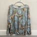 Democracy Three Quarter Sleeve Scoop Neck Twist Hem Abstract Print Knit Top XL