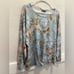 Democracy Three Quarter Sleeve Scoop Neck Twist Hem Abstract Print Knit Top XL