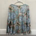 Democracy Three Quarter Sleeve Scoop Neck Twist Hem Abstract Print Knit Top XL