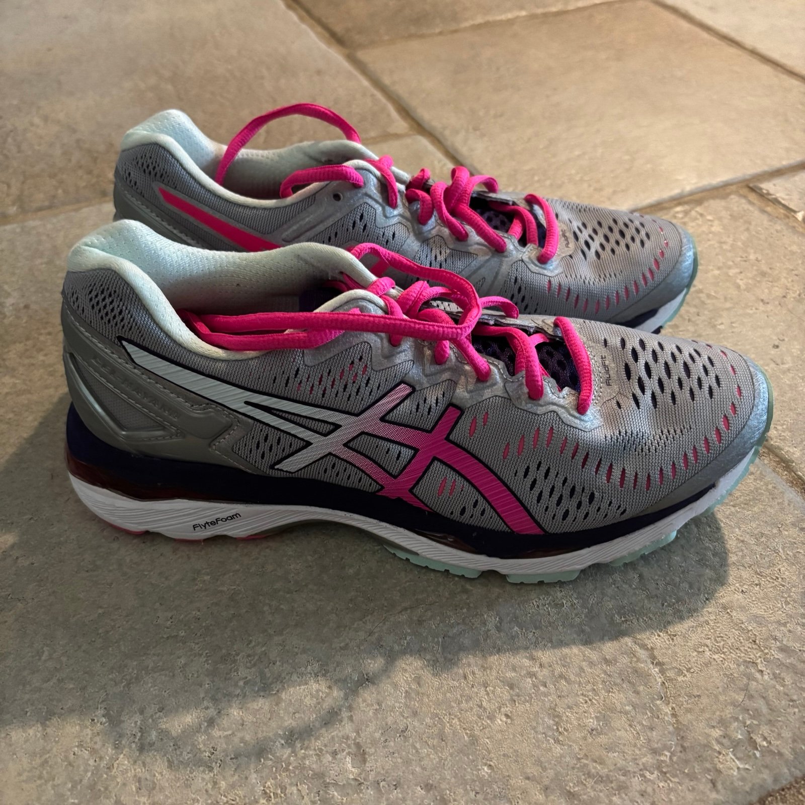 Asics Shoes Womens Gel-Kayano T696N Athletic Running Sneakers Gray Size 8.5