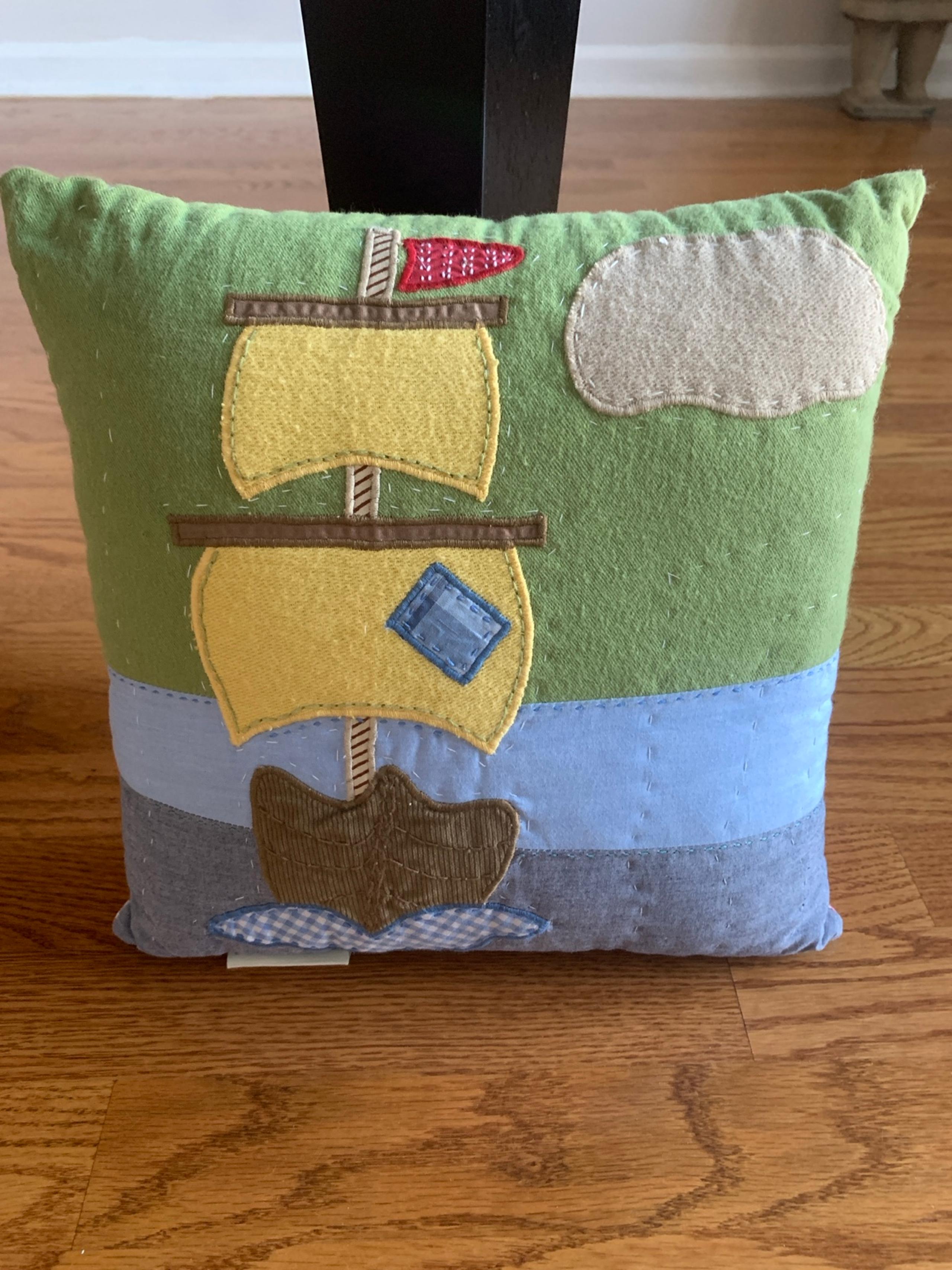 Pottery Barn Kids Pirate Ship Decorative Pillow Cushion 12 " x 12 " Square