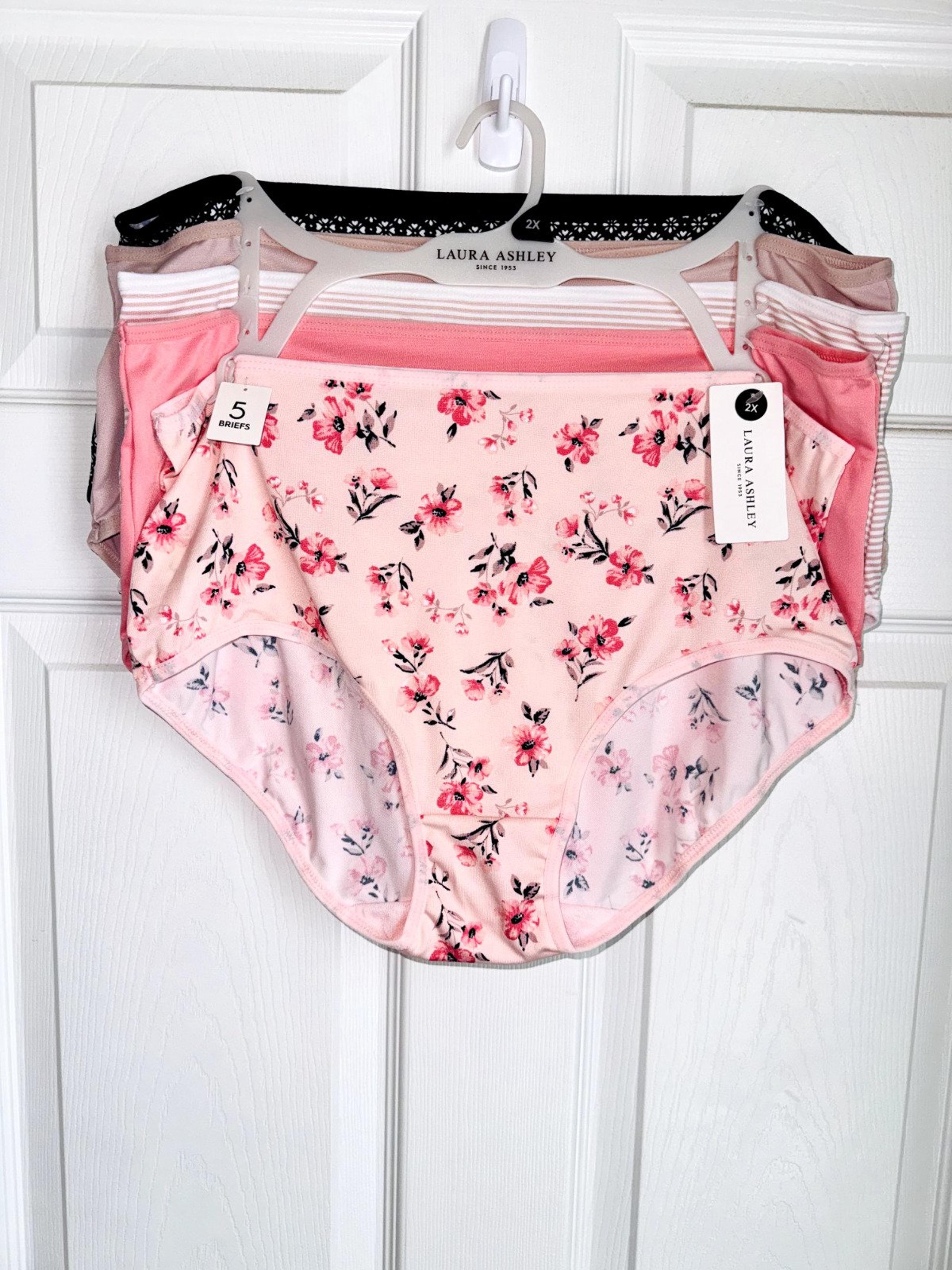 LAURA ASHLEY 5-Pk Briefs Underwear Panty Floral Polyester Blend Womens Sz 2X