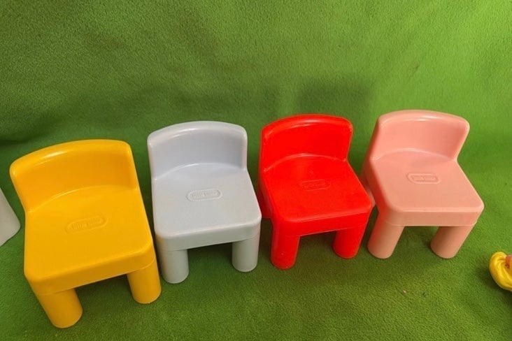 little tikes chunky chairs set of 4 blue yellow pink red rare!