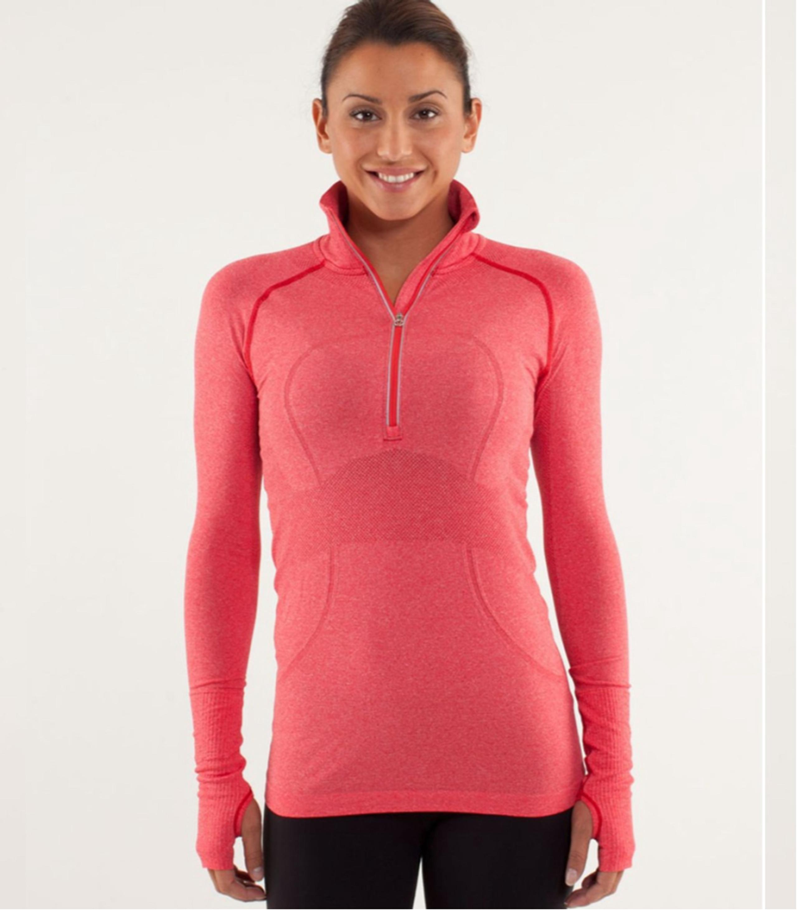 Women's Lululemon Run Swiftly Tech Half Zip Pullover Size 10 Red Long Sleeve Top