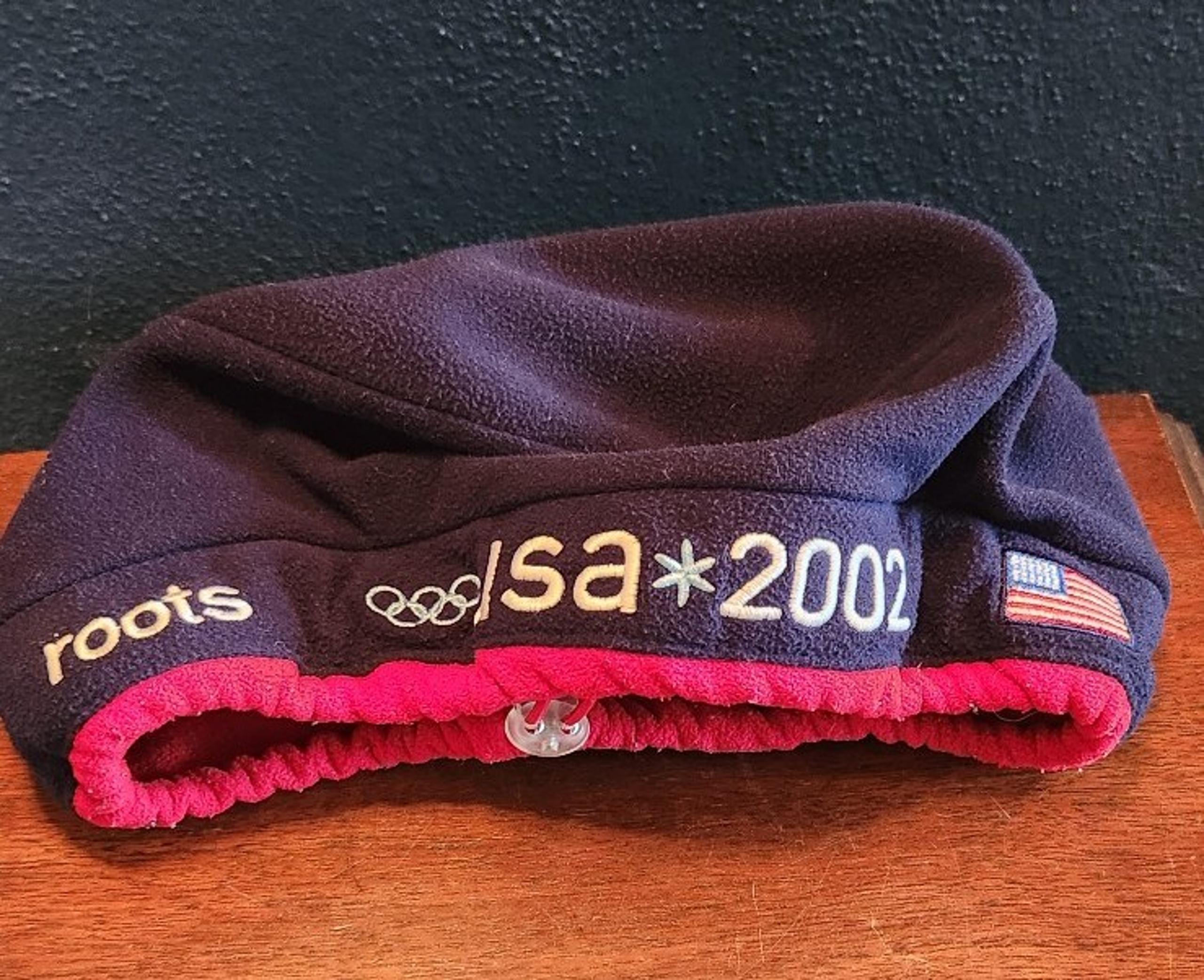 Roots Olympic Hat Fleece Embroidered USA Flag Logo OSFA Official Gear 2002