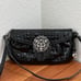 BRIGHTON Empress Black Croc Patent Leather Silver Flower Wristlet Mini Shoulder