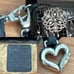 BRIGHTON Empress Black Croc Patent Leather Silver Flower Wristlet Mini Shoulder