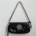 BRIGHTON Empress Black Croc Patent Leather Silver Flower Wristlet Mini Shoulder