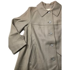 Vintage Women's Wool Blend Gray Taupe Single Breasted Coat With Pockets Medium M