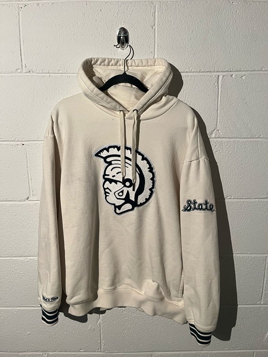 Mitchell & Ness Michigan State Spartans Hoodie cream white men size XL
