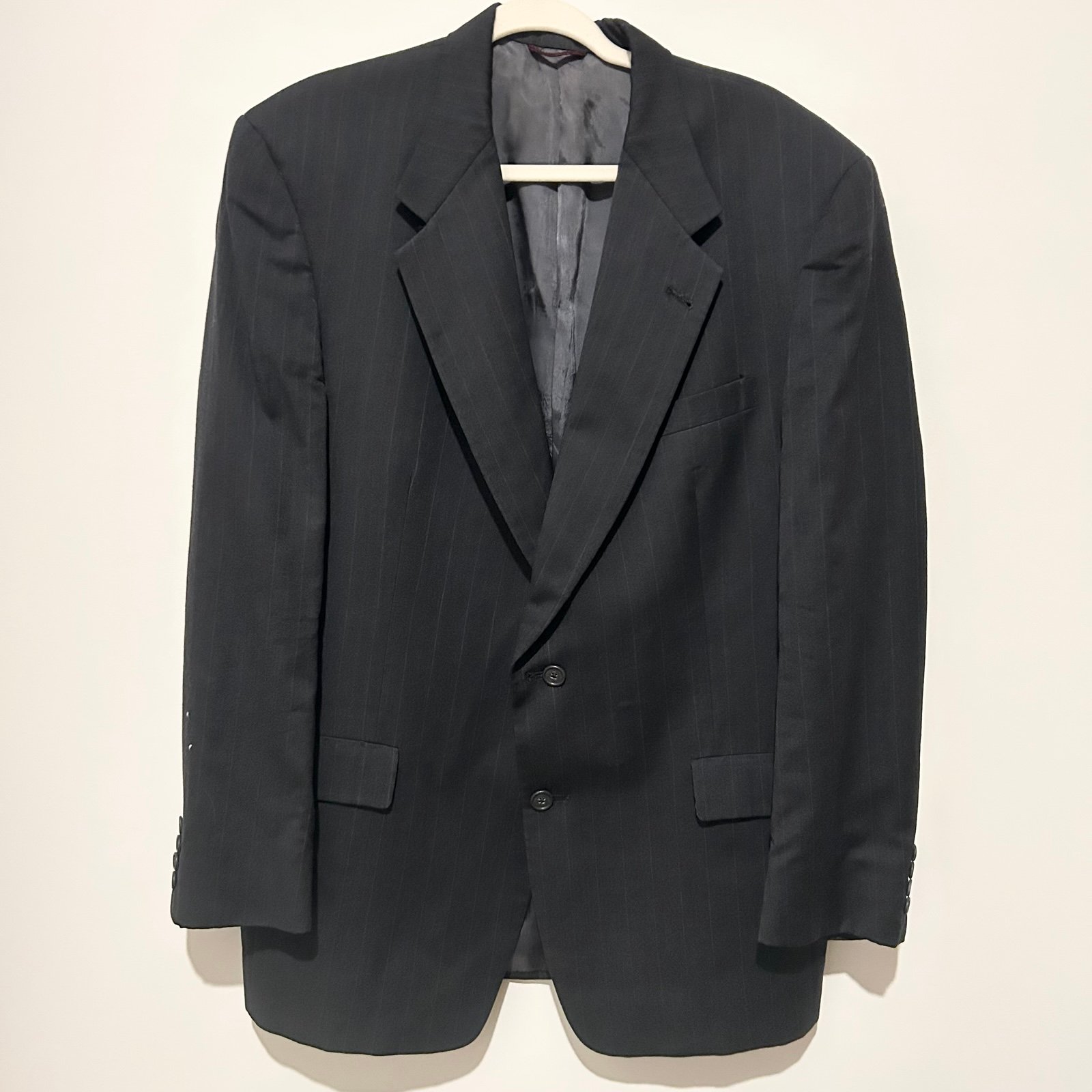 Hart Schaffner & Marx DK Gray Pinstripe Wool Blazer Jacket 2 Button 44L EUC