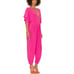Norma Kamali Rectangle Jog Jumpsuit Barbie Pink SMALL Plunging Velvet Kimono NEW
