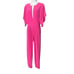 Norma Kamali Rectangle Jog Jumpsuit Barbie Pink SMALL Plunging Velvet Kimono NEW