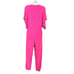 Norma Kamali Rectangle Jog Jumpsuit Barbie Pink SMALL Plunging Velvet Kimono NEW