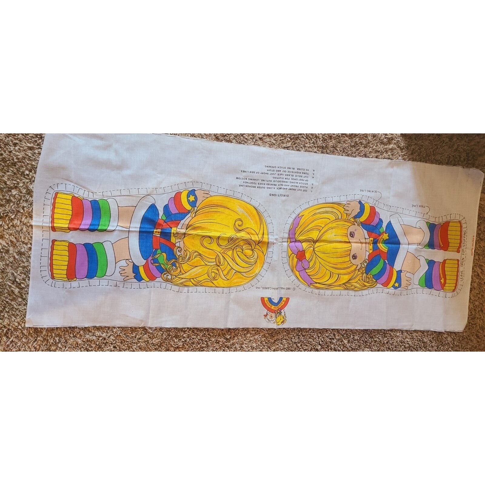Hard to find Rainbow Brite doll, hallmark Rainbow Brite. Rainbow brite fabric pa