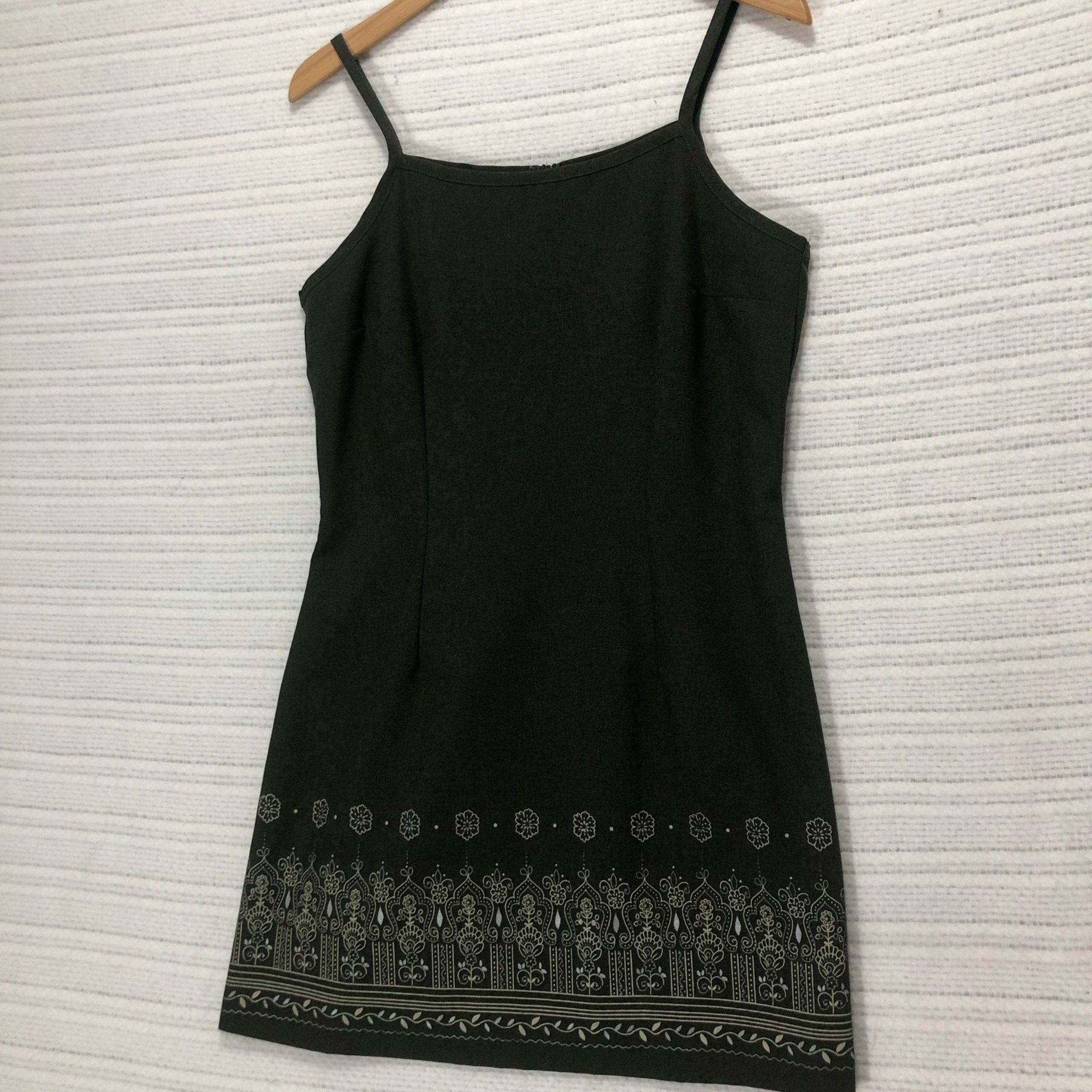 A. Byer Mini Dress Sleeveless Casual Dress Floral Border Made in USA Size 13