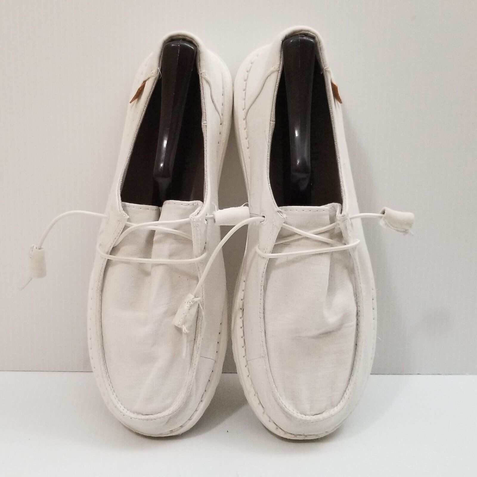 Hey Dude Womens Size US 9 Wendy Chambray White Moc Toe Canvas Casual Shoes