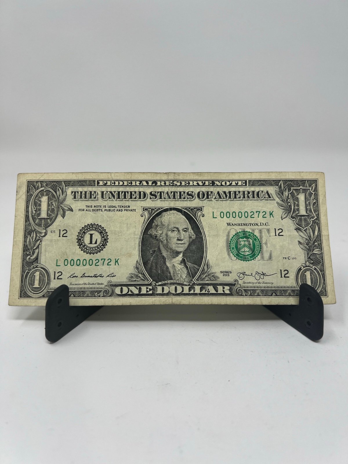 Low Serial Number Five In A Row 0s Leading 0s 1 Dollar Bill Currency L00000272K